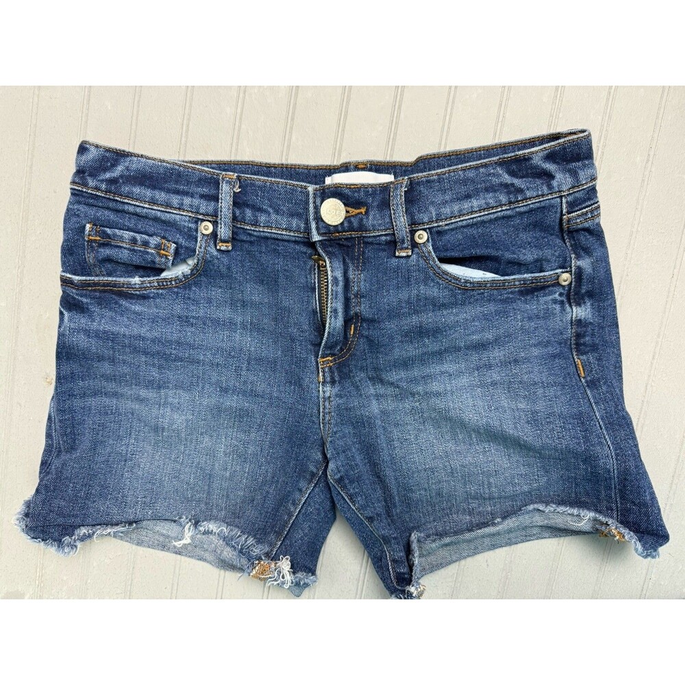 Loft Size 00 24 Womens Shorts Denim Jean Low Rise Dark Wash Cut Off Stretch